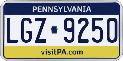PA license plate LGZ9250