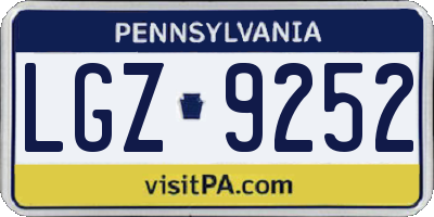PA license plate LGZ9252