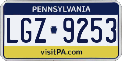 PA license plate LGZ9253