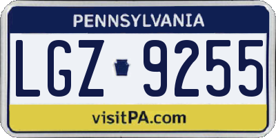 PA license plate LGZ9255