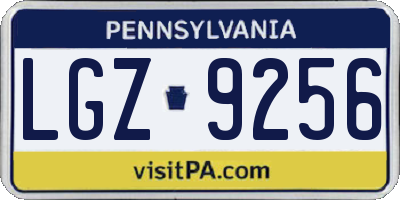 PA license plate LGZ9256