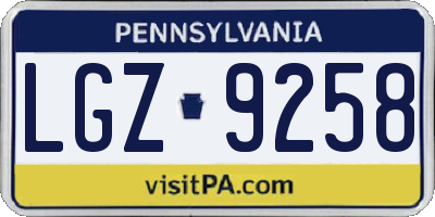 PA license plate LGZ9258