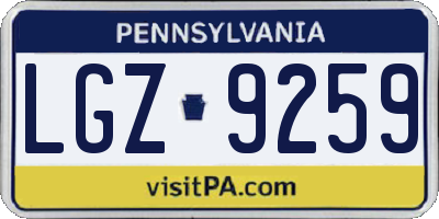 PA license plate LGZ9259