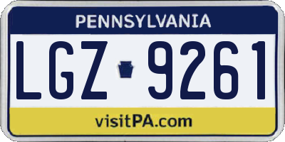 PA license plate LGZ9261