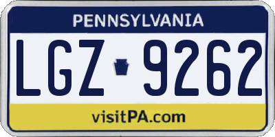 PA license plate LGZ9262