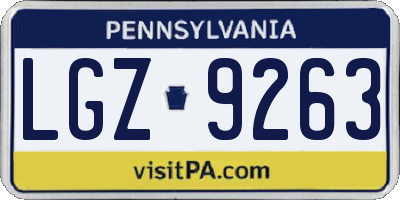 PA license plate LGZ9263