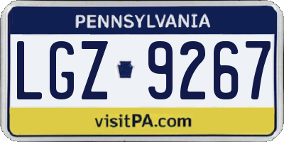 PA license plate LGZ9267