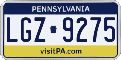 PA license plate LGZ9275
