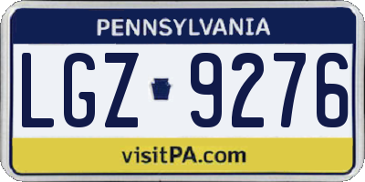 PA license plate LGZ9276