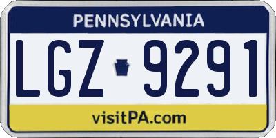 PA license plate LGZ9291