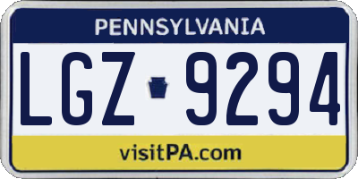 PA license plate LGZ9294