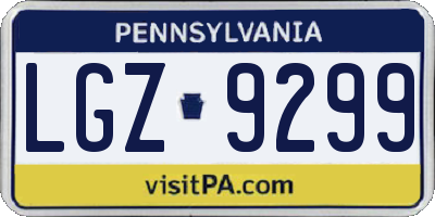 PA license plate LGZ9299