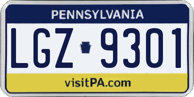 PA license plate LGZ9301