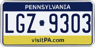 PA license plate LGZ9303