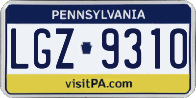 PA license plate LGZ9310