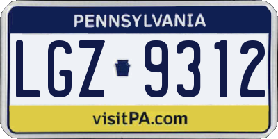 PA license plate LGZ9312