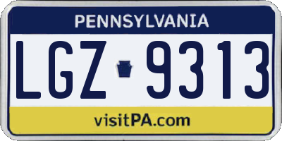 PA license plate LGZ9313