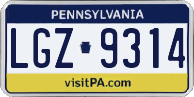 PA license plate LGZ9314