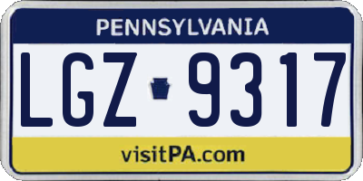 PA license plate LGZ9317