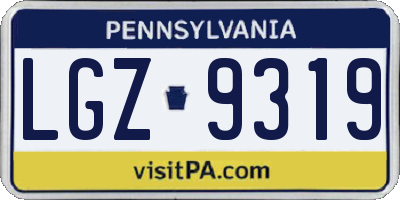 PA license plate LGZ9319