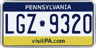 PA license plate LGZ9320