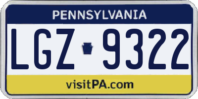 PA license plate LGZ9322