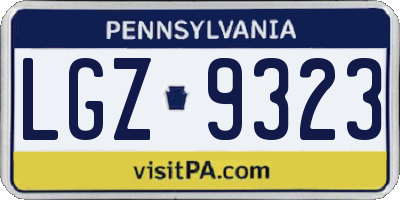 PA license plate LGZ9323