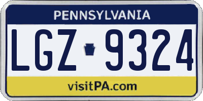 PA license plate LGZ9324
