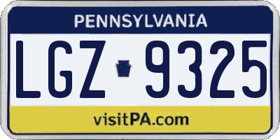 PA license plate LGZ9325