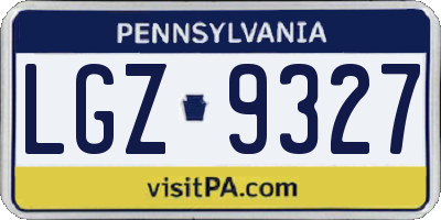 PA license plate LGZ9327