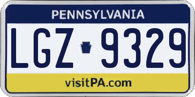 PA license plate LGZ9329