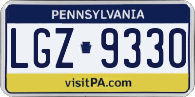 PA license plate LGZ9330