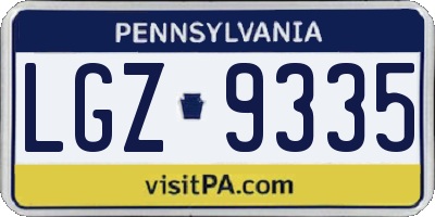 PA license plate LGZ9335