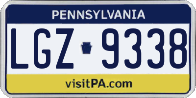 PA license plate LGZ9338