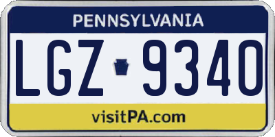 PA license plate LGZ9340