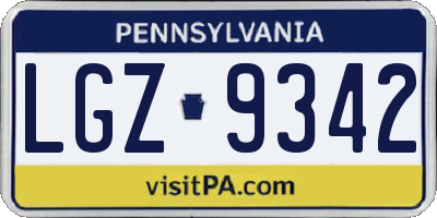 PA license plate LGZ9342