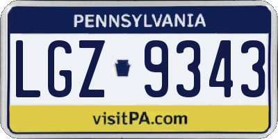 PA license plate LGZ9343