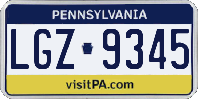 PA license plate LGZ9345