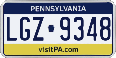 PA license plate LGZ9348