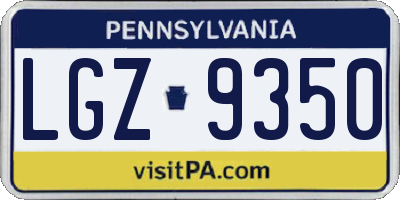 PA license plate LGZ9350