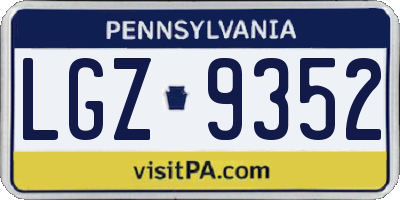PA license plate LGZ9352