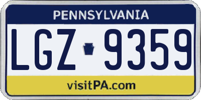 PA license plate LGZ9359