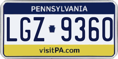 PA license plate LGZ9360