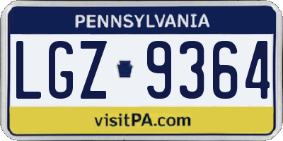 PA license plate LGZ9364