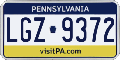 PA license plate LGZ9372