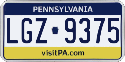 PA license plate LGZ9375