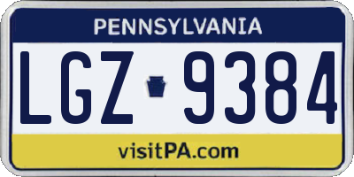PA license plate LGZ9384