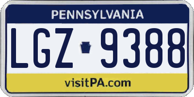 PA license plate LGZ9388