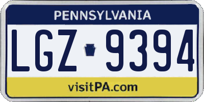 PA license plate LGZ9394