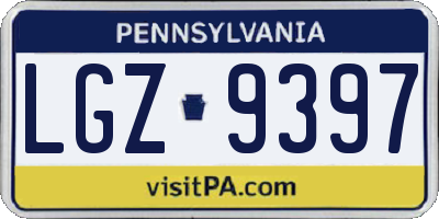PA license plate LGZ9397